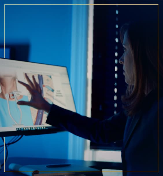 Erin Hargis researching a personal injury case before court