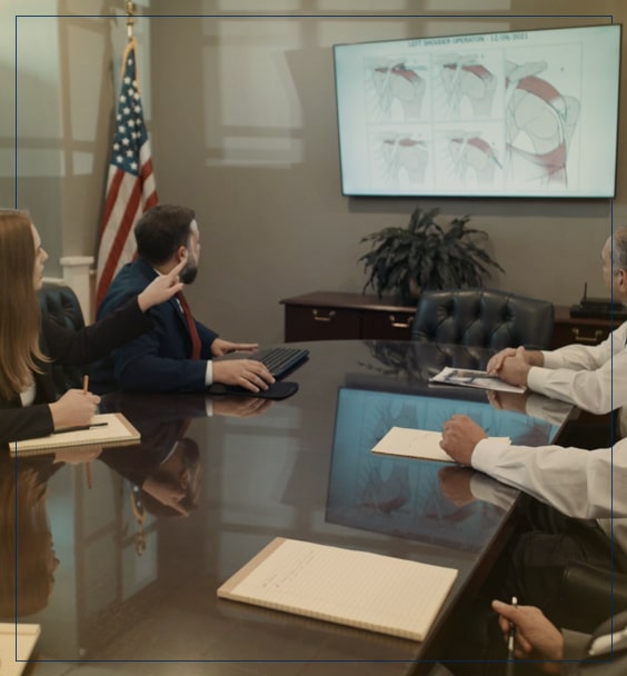 Rosenberg and Gluck Personal Injury Lawyers strategizing before a case