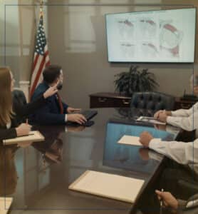 Rosenberg and Gluck Personal Injury Lawyers strategizing before a case